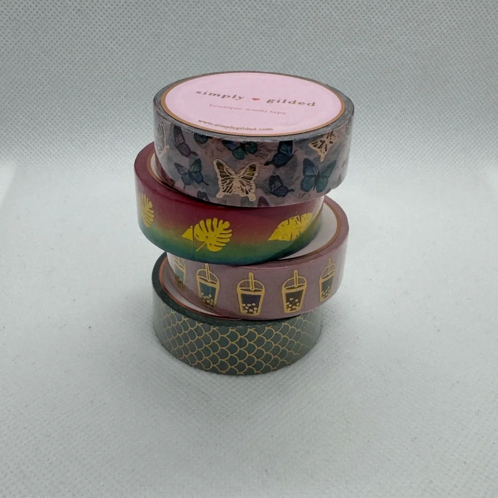 Colorful Decorative Simply Gilded 15mm Washi Tape Set